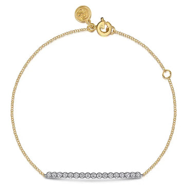 GABRIEL & CO- 14K White and Yellow Gold White Sapphire Bar Bracelet